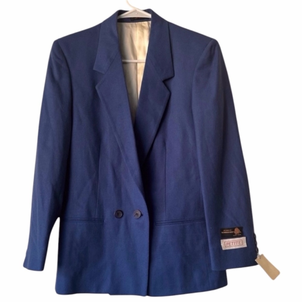 NWT Vintage The Ragalia Women’s Blue 100% Wool Blazer petite size 2